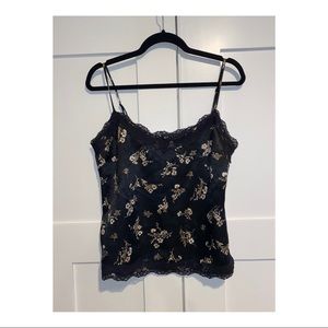 ✨Silky Black Floral Lace Tank Top✨